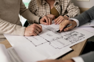 De bouwtekeningen van een woning